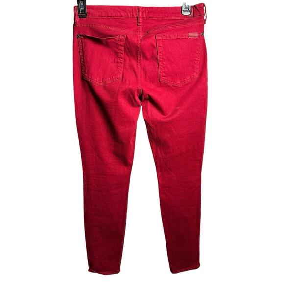 7 For All Mankind Red Mid-Rise Jeans Women Size 32 - Picture 2 of 5
